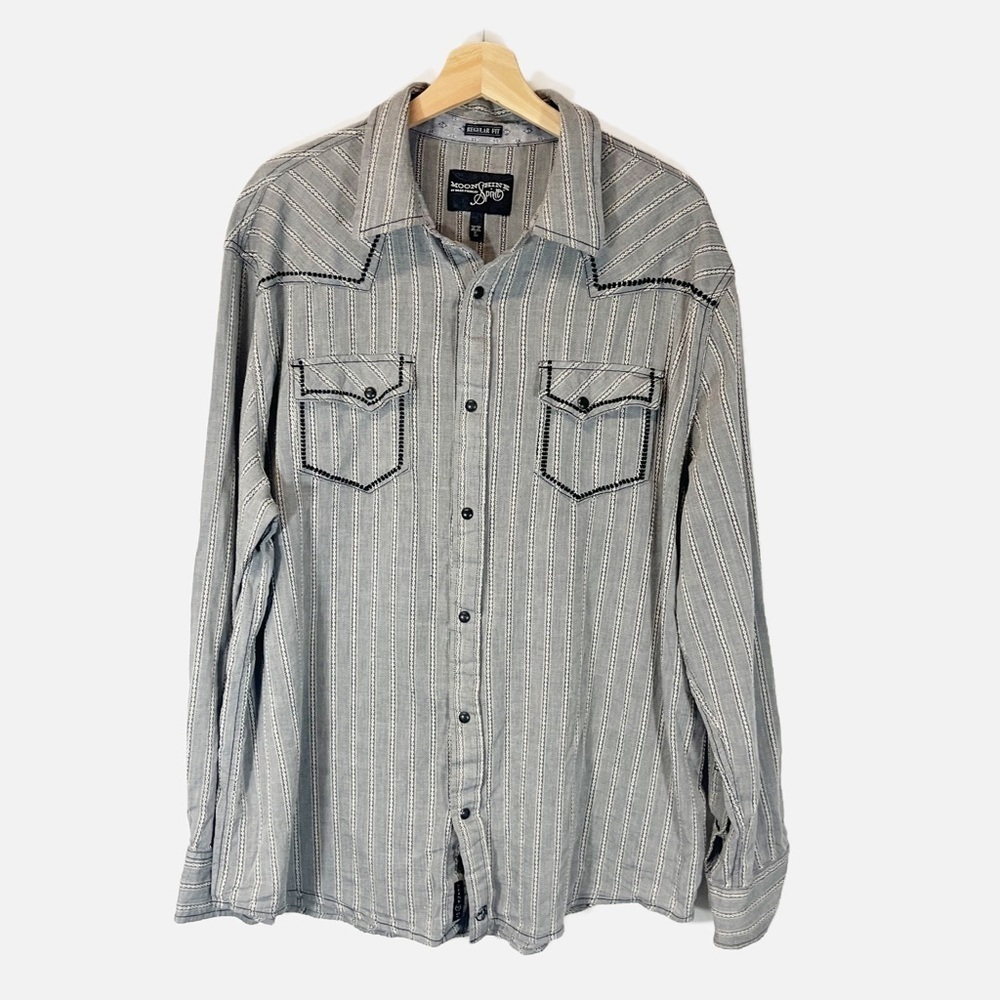 MoonShine Spirit by Brad Paisley Striped Western Snap Front Shirt Mens Size XXL